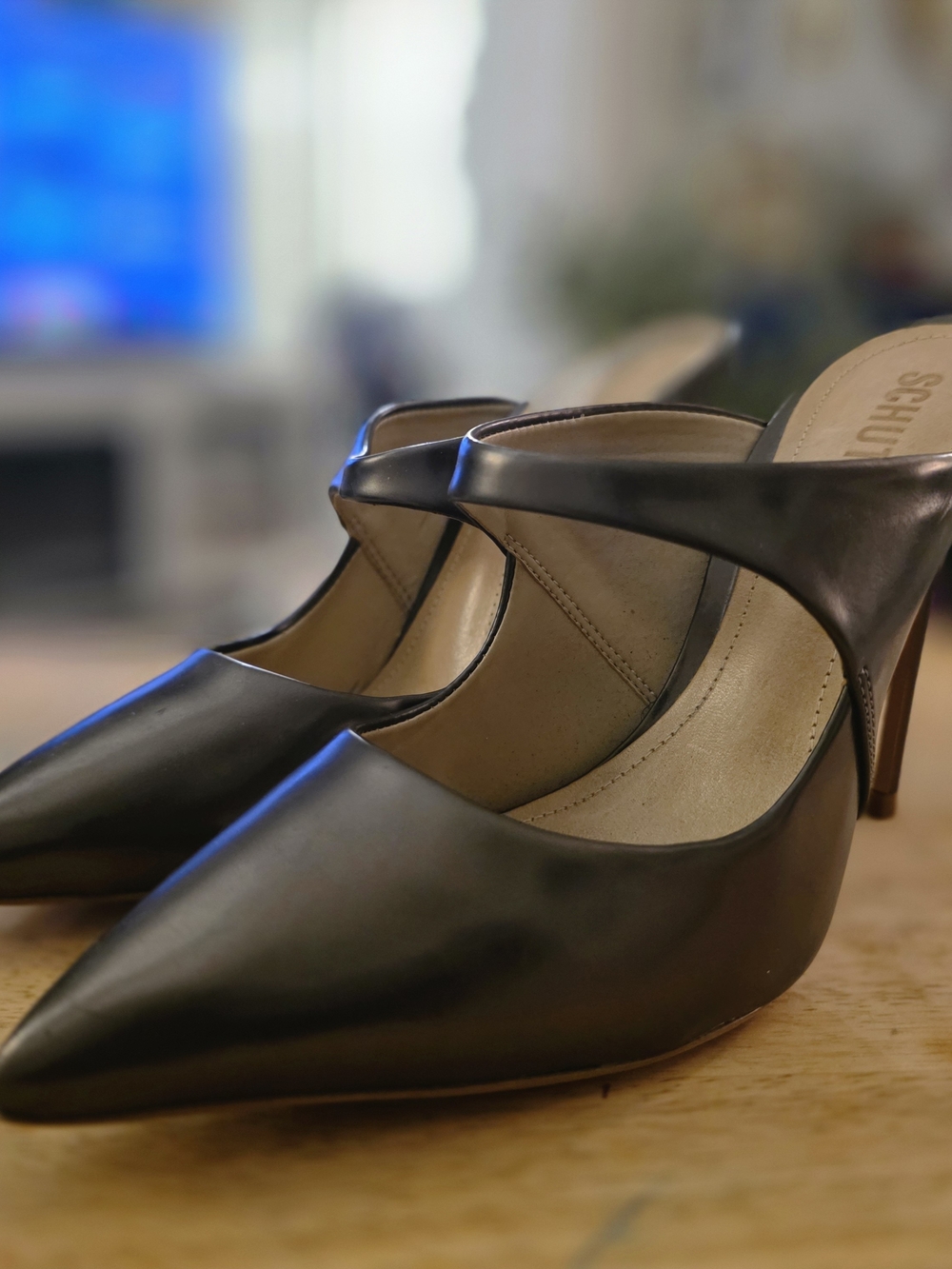 SCHUTZ Black Pointed-Toe Mary Jane Mules New W/O Box